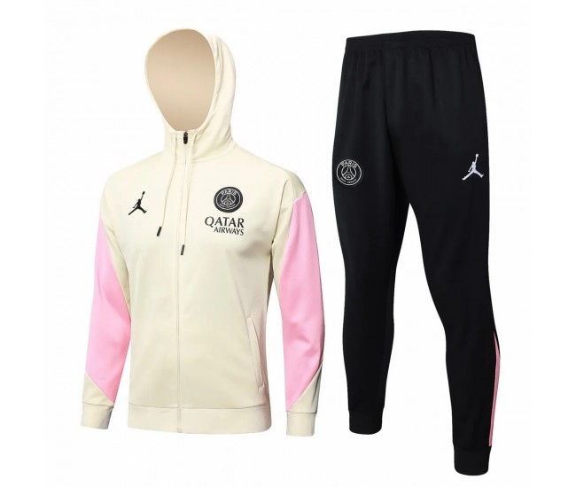 Survêtement de football à capuche PSG Jordan pour homme beige 2024-25