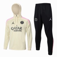 Survêtement de football technique à capuche PSG Jordan beige pour homme 2024-25