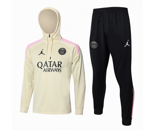 Survêtement de football technique à capuche PSG Jordan beige pour homme 2024-25