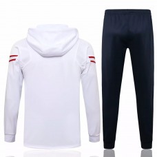 Survêtement de football de présentation PSG X Jordan blanc à capuche 2021-22