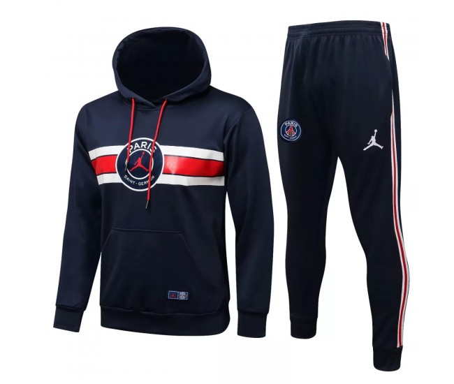 Survêtement de football technique d'entraînement à capuche bleu marine PSG X Jordan 2021-22