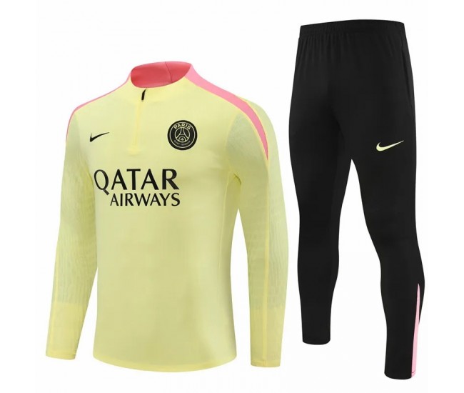 Survêtement technique d'entraînement de football PSG jaune pour homme 2024-25