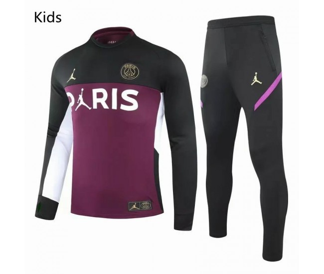 Survêtement de football technique PSG X Jordan Training Violet Noir Enfants 2020 2021