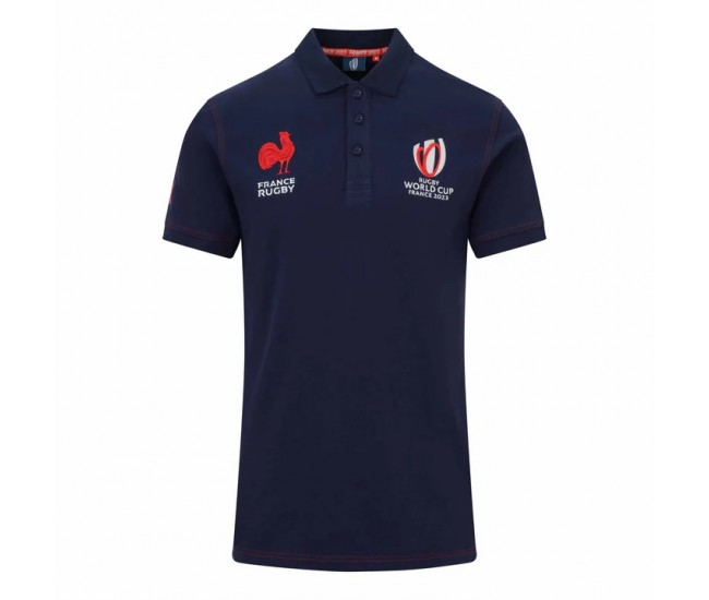 Polo homme en coton bleu marine France Rugby Rwc 2023