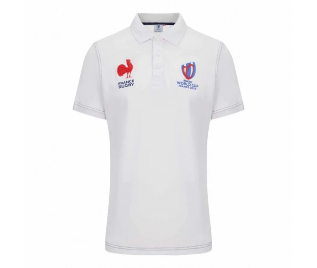 Polo blanc en coton pour homme France Rugby Rwc 2023