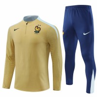Survêtement technique d'entraînement de football pour hommes de l'équipe nationale de France Gold 2024-25