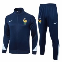 Survêtement de présentation d'entraînement de football bleu marine pour hommes de l'équipe nationale de France 2024-25