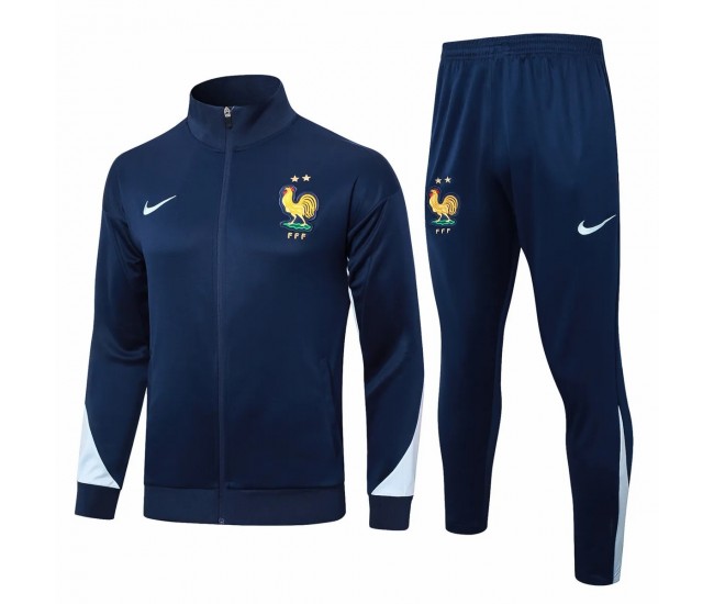 Survêtement de présentation d'entraînement de football bleu marine pour hommes de l'équipe nationale de France 2024-25